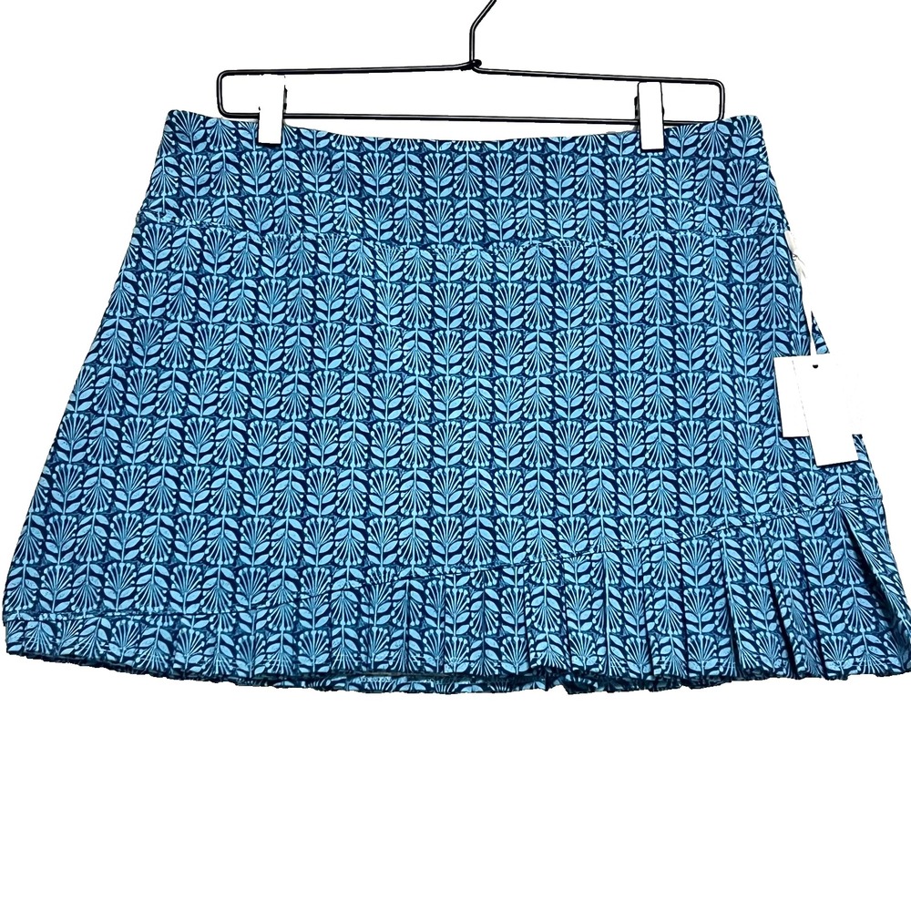 Sigrid Olsen Skort Skirt Box Pleat Blue Sz Large UPF Golf Tennis Pickleball NWT - Picture 2 of 10
